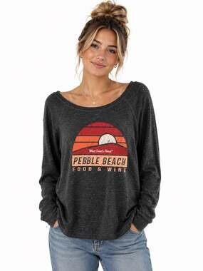 Flavour Gallery Pebble Beach Food & Wine Womens L Gray Graphic Sweatshirt